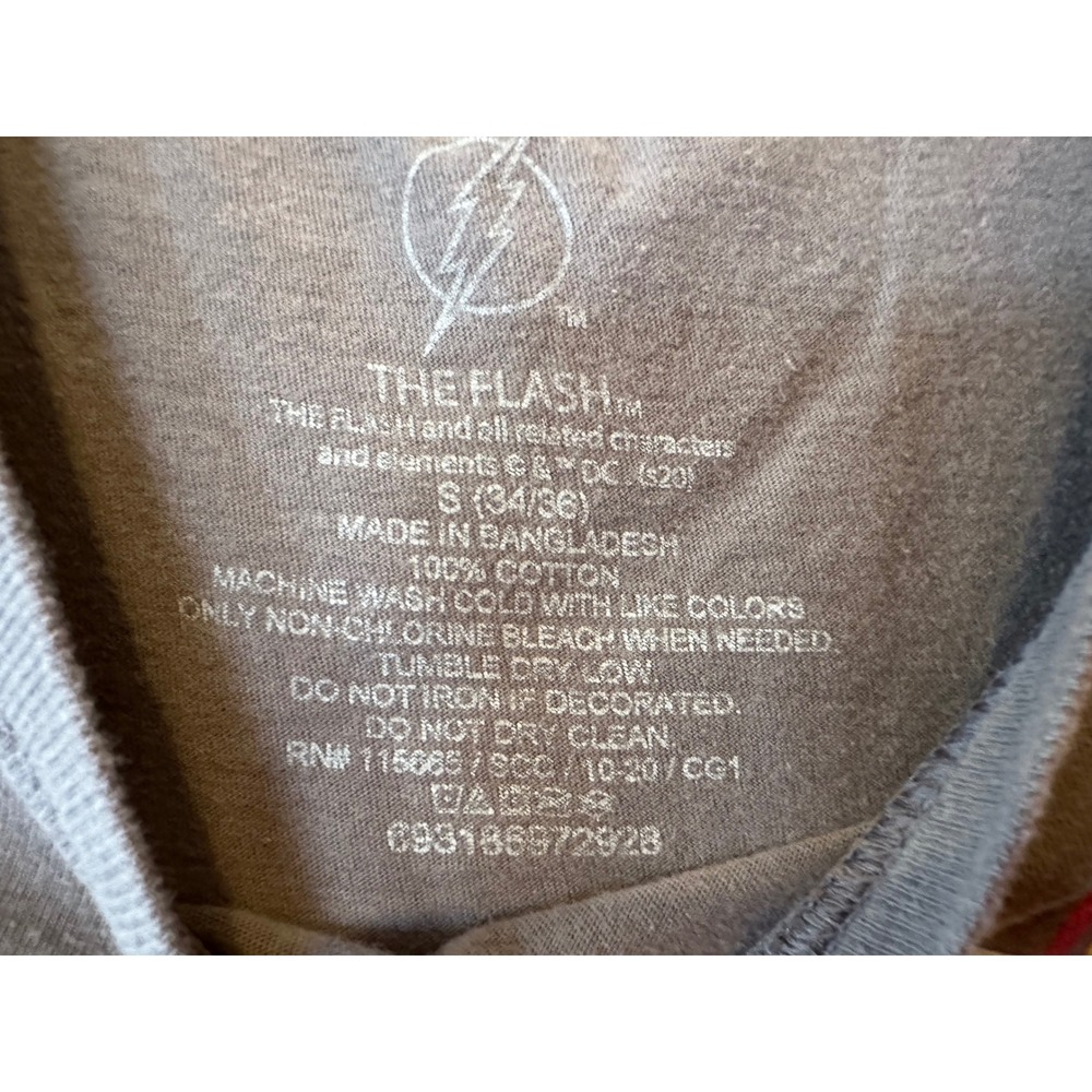 DC Comics The Flash Lightning Bolt Graphic T-Shirt Charcoal Gray Small - Picture 3 of 3
